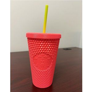 Starbucks Red Textured Tumbler with Yellow Straw